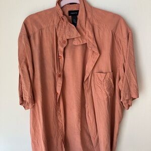 Claiborne 100% Silk Peach Shirt